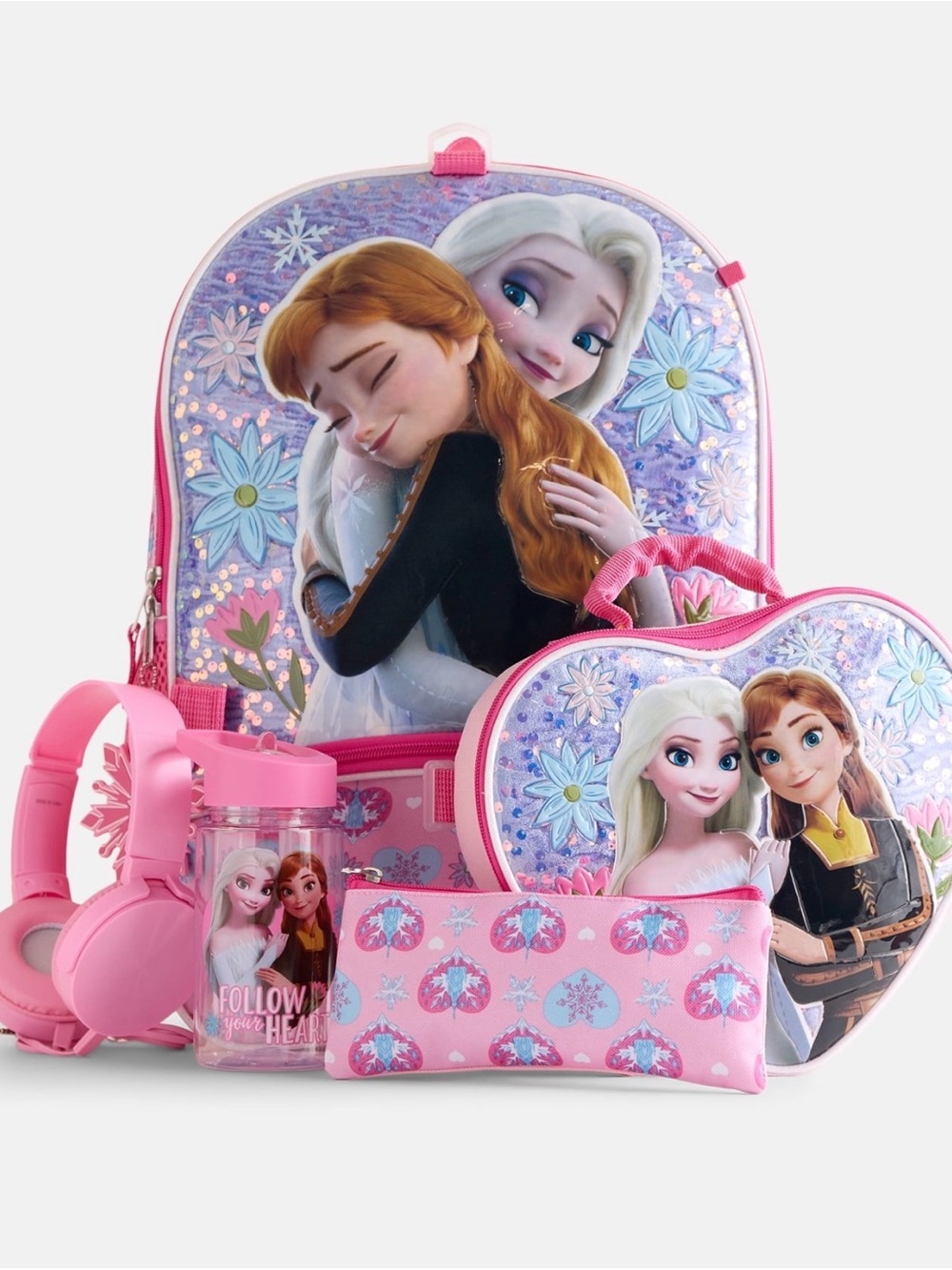 Disney Frozen Pink Backpack, Lunch Bag & Accessories Set